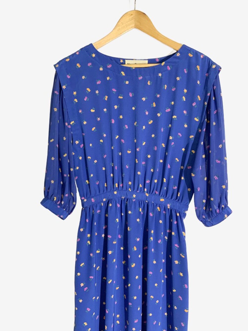 Vintage 1980s Albert Nipon Boutique Floral Midi Dress / size Small - Picture 6 of 14